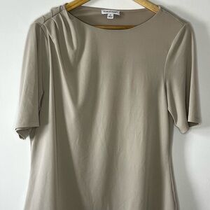 Calvin Klein Short Sleeve Crew Neck Top in Taupe
